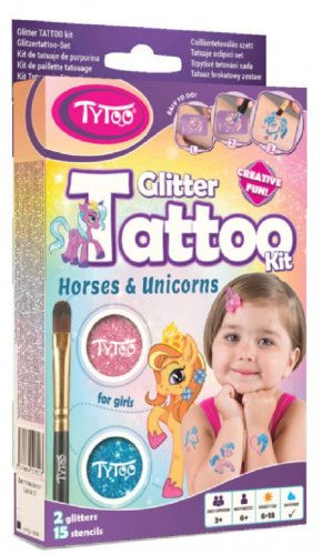 Set tatuaje cu sclipici Cai si Unicorni | Tytoo
