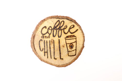 Suport de pahare, din lemn reciclat coffee and chill | Deco Sara's Handmade