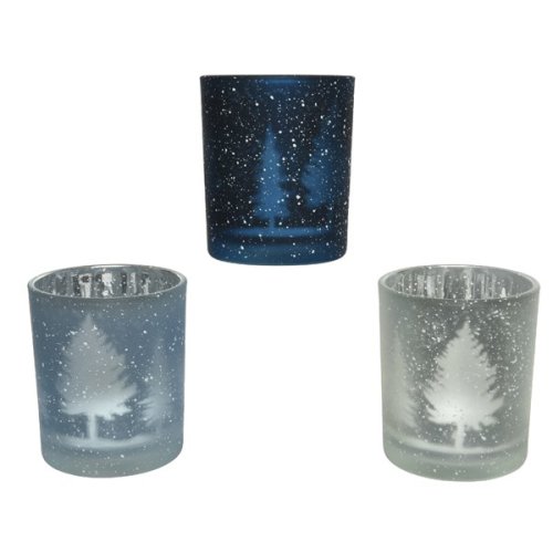 Suport pentru lumanare - Tealightholder Glass Laser Tree / Snow - mai multe modele | Kaemingk
