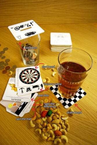 Suporturi pentru pahar cu jocuri de baut - Bar Games Beer Mats (set 30) | Suck Uk