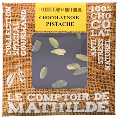 Tableta de ciocolata Comptoir de Mathilde neagra cu fistic | Comptoir de Mathilde