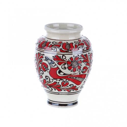 Vaza ceramica rosie de corund 17 cm | Invie Traditia