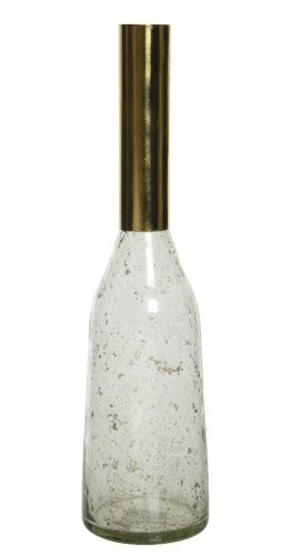 Vaza ingusta de sticla cu detalii aurii | Kaemingk