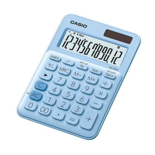 Calculator de birou Casio MS-20UC, 12 digits, bleu