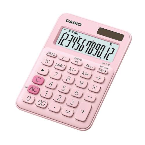 Calculator de birou Casio MS-20UC, 12 digits, roz