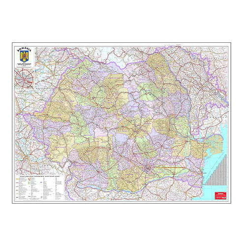 Alte Brand-uri - Harta romania administrativa, 100 x 140 cm, scara 1:570000