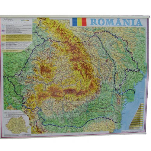 Alte Brand-uri - Harta romania fizico-geografica si administrativa, 70 x 90 cm