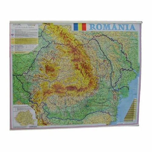 Alte Brand-uri - Harta romania fizico-geografica si administrativac 100 x 140 cm