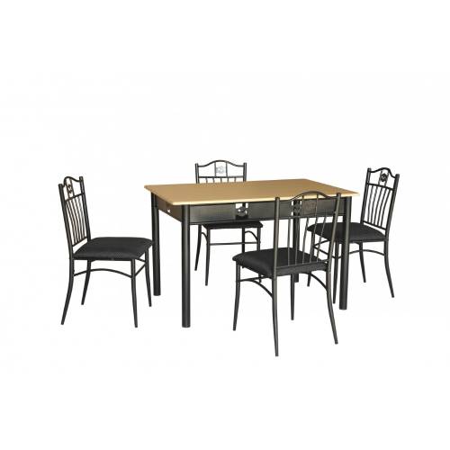 Alte Brand-uri - Set masa rimini + 4 scaune, mdf, negru