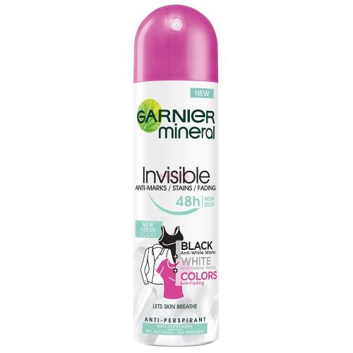 Garnier deodorant anti-perspirant 48h invisible black white and colors new fresh