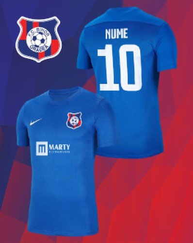 Tricou Nike, replică a tricoului de joc F.C. Bihor, pentru ADULŢI, cu personalizare nume pe spate, deasupra numărului 2022/2023 Stadion Iuliu Bodola