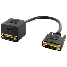4WORLD Adaptor 4World DVI-D [M] (24+1) > HDMI [F] + DVI-D [F] (24+1), negru