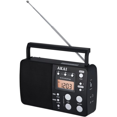 Akai Radio portabil AKAI APR-200, ceas desteptator,AM/FM, Micro SD, negru