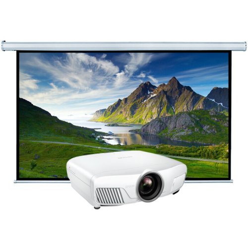 Epson Videoproiector EPSON EH-TW7400, Full HD cu 4K upscaling + Ecran proiectie electric perete Blackmount, vizibil 300x169cm