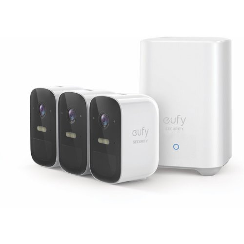eufy Kit supraveghere video eufyCam 2C by Anker, Security wireless, HD 1080p, IP67, Nightvision, 3 camere video