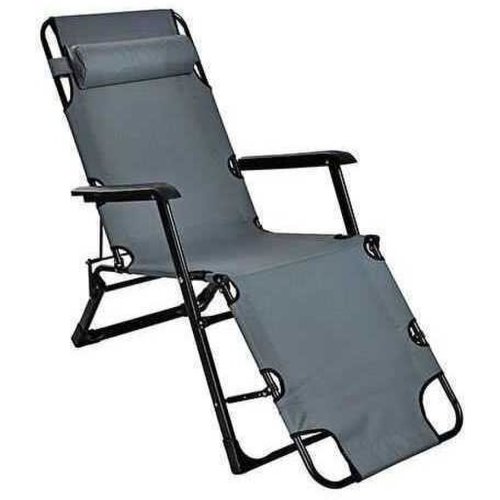 Malatec scaun tip sezlong pliabil si reglabil cu tetiera pentru gradina sau terasa, dimensiuni xl, malatec, gri