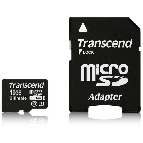 Transcend Card Transcend microSDHC 16GB Clasa 10 UHS-I 600x cu adaptor SD