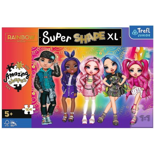 TREFL Puzzle Trefl Junior Super Shape XL, Rainbow High, 104 piese