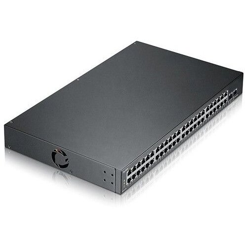 ZyXEL GS1900-48HP | 48 x 10/100/1000 Mbps Mbit/s | 2 x 10/100/1000 SFP | Web Management | 24x PoE | Montabil in rack DA | Stacking DA