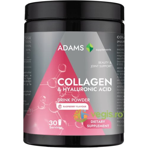 Adams vision - Colagen si acid hialuronic pulbere instant cu aroma de zmeura 600g