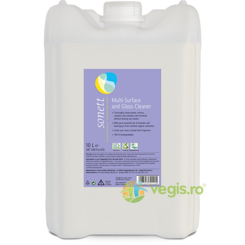 Sonett - Detergent pentru sticla si alte suprafete ecologic/bio 10l