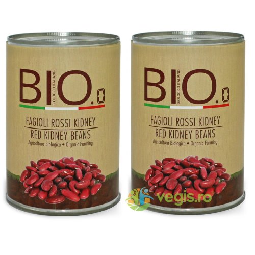 Fasole Rosie Kidney Fara Gluten Ecologica/Bio 400g Pachet 1+1