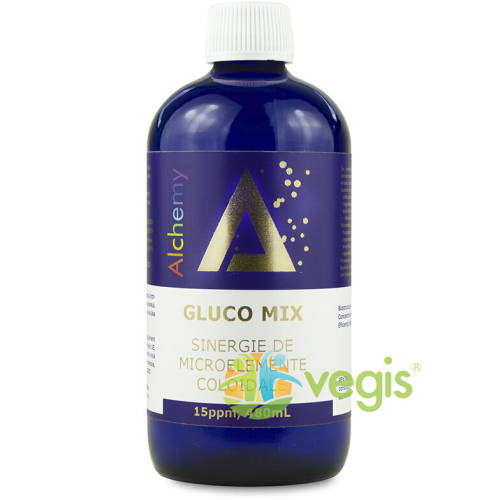 Gluco Mix Sinergie de Aur, Argint, Crom si Vanadiu Coloidal (15ppm) 480ml