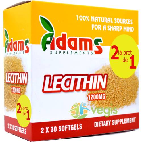 Adams vision - Lecitina 1200mg 30cps pachet 1+1 cadou