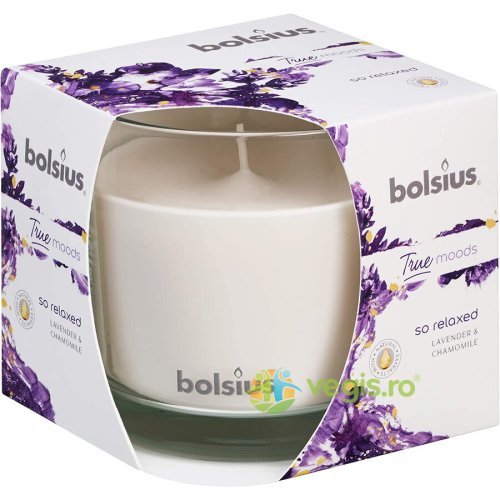 Bolsius - Lumanare parfumata in pahar mare cu lavanda si musetel so relaxed
