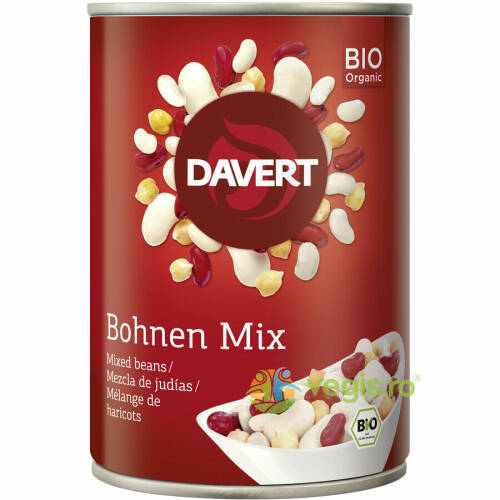 Davert - Mix boabe de fasole si naut in doza ecologic/bio 400g