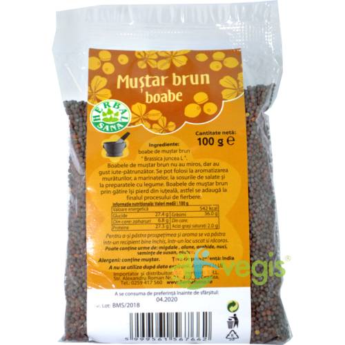 Herbavit - Mustar boabe brun/maro 100g