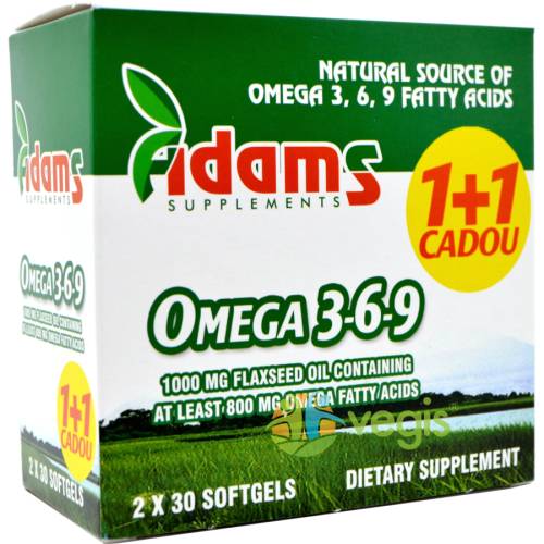 Adams vision - Omega 3-6-9 30cps pachet 1+1 cadou