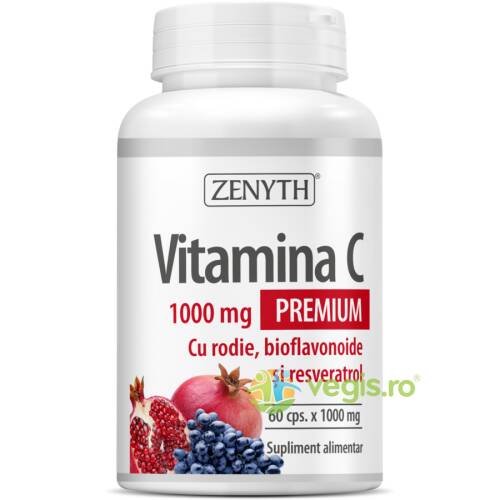 Zenyth pharma - Vitamina c cu rodie, bioflavoniode si resveratrol 1000mg 60cps