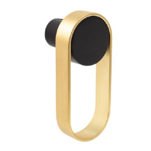 Agatatoare cuier ovala Orbit, finisaj negru mat/auriu periat, 105x45 mm
