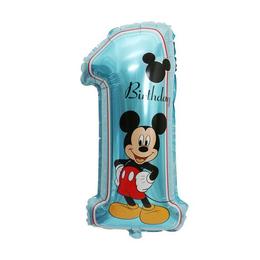 Balon Cifra 1 Mickey Mouse, 81 cm, Aniversare, Folie Figurina Albastru, 81x48 cm