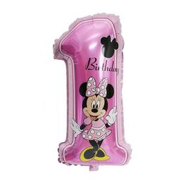 Balon Cifra 1 Minnie Mouse, 81 cm, Aniversare, Folie Figurina Roz, 81x48 cm