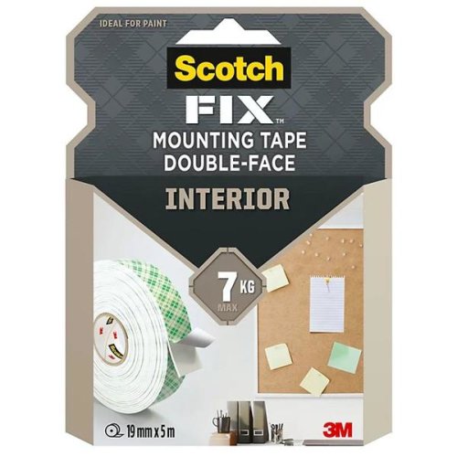 Banda Dublu Adeziva de Montare la Interior - 3M Scotch Fix Mounting Tape Double-Face Interior, 7 kg, 19 mm x 5 m