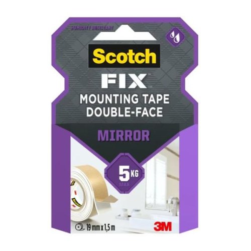 Banda Dublu Adeziva Montare Oglinzi - 3M Scotch Fix Mirror Mounting Tape, 5 kg, 19 mm x 1.5 m, 1 buc
