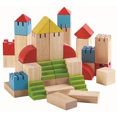 Plan Toys - Blocuri de construit cu 46 de piese din lemn