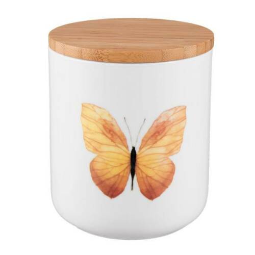 Decorer - Borcan ceramica cu capac inchidere ermetica condimente butterfly 10 cm x 13 cm