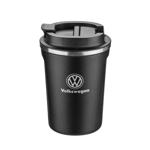 Cana termos, 350 ml, negru, metal, plastic, logo volkswagen