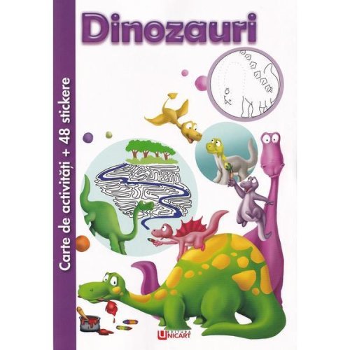 Carte de activitati cu 48 stickere: Dinozauri, editura Unicart