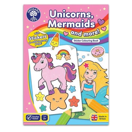 Carte de colorat cu activitati in limba englezaabtibilduri Unicorni si Sirene