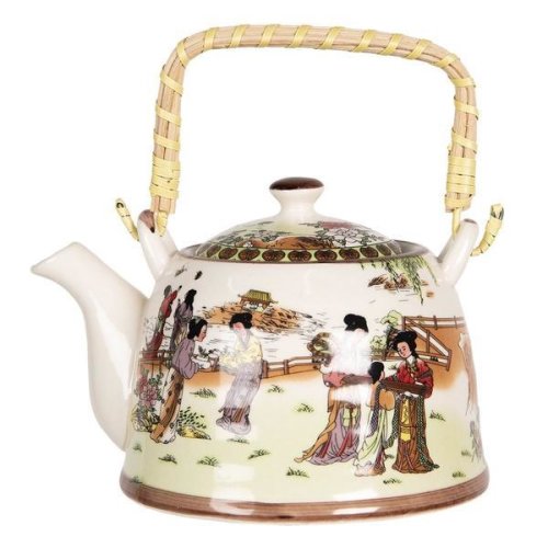 Ceainic din portelan multicolor peisaj Chinezesc 18 cm x 14 cm x 12 h / 0.8 L - Decorer