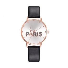 Ceas de dama elegant Geneva CS1048, curea piele, model negru, Paris