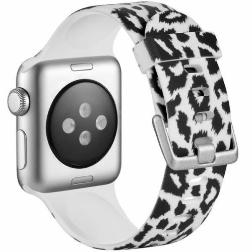  curea compatibila cu apple watch 1/2/3/4, bratara trendy, silicon, 38mm, leopard, motrix