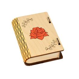 Cutie coperta de carte din lemn cu oglinda pentru farduri, bijuterii, obiecte mici produs handmade - Piksel