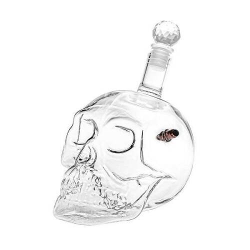 Decantor din sticla in forma de craniu, 700 ml, transparent - gonga