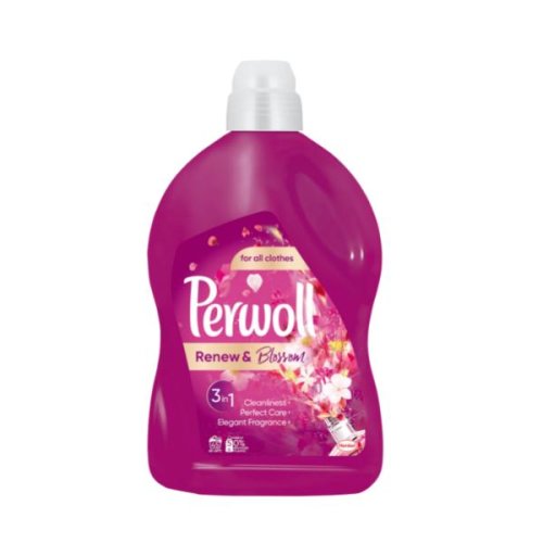 Detergent Lichid pentru Rufe cu un Parfum Floral - Perwoll Renew & Blossom for All Clothes 3 in 1, 2700 ml