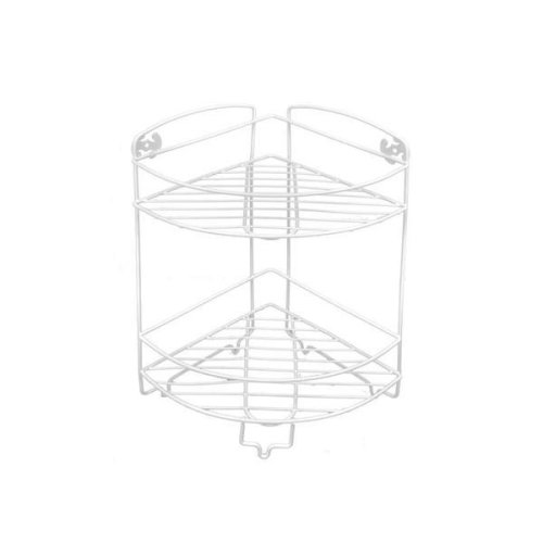 Oem - Etajera pentru dus cu 2 rafturi, metal, alb, 13x50 cm